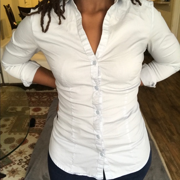 Forever 21 Contemporary Sky Blue Collared Shirt - Picture 2 of 8